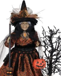 Beleuchtete Geisterhexe Aus Dem Märchenwald 54cm -Halloween Totenköpfe Verkäufe beleuchtete maechenhexe aus dem geisterwald lighted haunted trail witch on base halloween deko 54767 03