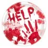 Blutige Halloween Pappteller Help 10 St. 2 Blutige Halloween Pappteller Help 10 St. -Halloween Totenköpfe Verkäufe blutige halloween pappteller help halloween partygeschirr 28500