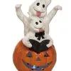 Leuchtkürbis Mit Geistern & Buch 22cm 2 Leuchtkürbis Mit Geistern & Buch 22cm -Halloween Totenköpfe Verkäufe geister mit buch auf leuchtkuerbis 22cm light up pumpkin with ghosts and book halloween kuerbis deko 54097