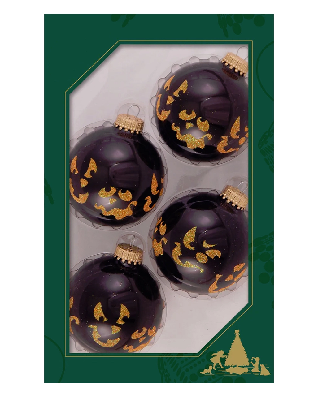 Gruselgesichter Halloween Glitzer Weihnachtskugeln Ø6,5cm 4 Stück 3 Gruselgesichter Halloween Glitzer Weihnachtskugeln Ø6,5cm 4 Stück