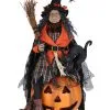 Halloween Hexe Mit Leuchtendem Kürbis & Katze 68cm 2 Halloween Hexe Mit Leuchtendem Kürbis & Katze 68cm -Halloween Totenköpfe Verkäufe halloween hexe mit katze und beleuchtetem kuerbis halloween witch with light up pumkin and cat 54766 01