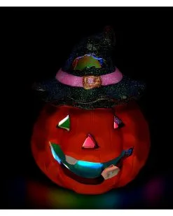 Halloween Kürbis Keramik Mit LED 12x9cm -Halloween Totenköpfe Verkäufe halloween keramik kuerbis mit led ceramic halloween pumpkin w led halloween deko 51733 03