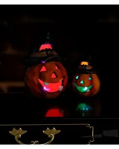 Halloween Kürbis Keramik Mit LED 12x9cm -Halloween Totenköpfe Verkäufe halloween keramik kuerbis mit led ceramic halloween pumpkin w led halloween deko 51733 04