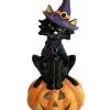 Schwarze Katze Auf Halloween Kürbis Teelichthalter 29cm -Halloween Totenköpfe Verkäufe hexenkatze auf kuerbis keramik teelichthalter halloween wohnaccessoires und homeware witch cat on pumpkin cearmic candle house 54636 2