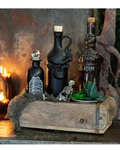 Vintage Glasflasche Kristallschliff Eckig 23cm -Halloween Totenköpfe Verkäufe jekyll and hyde giftflasche jekyll and hyde poision bottle halloween tischdeko gothic homeware 52022 07 1