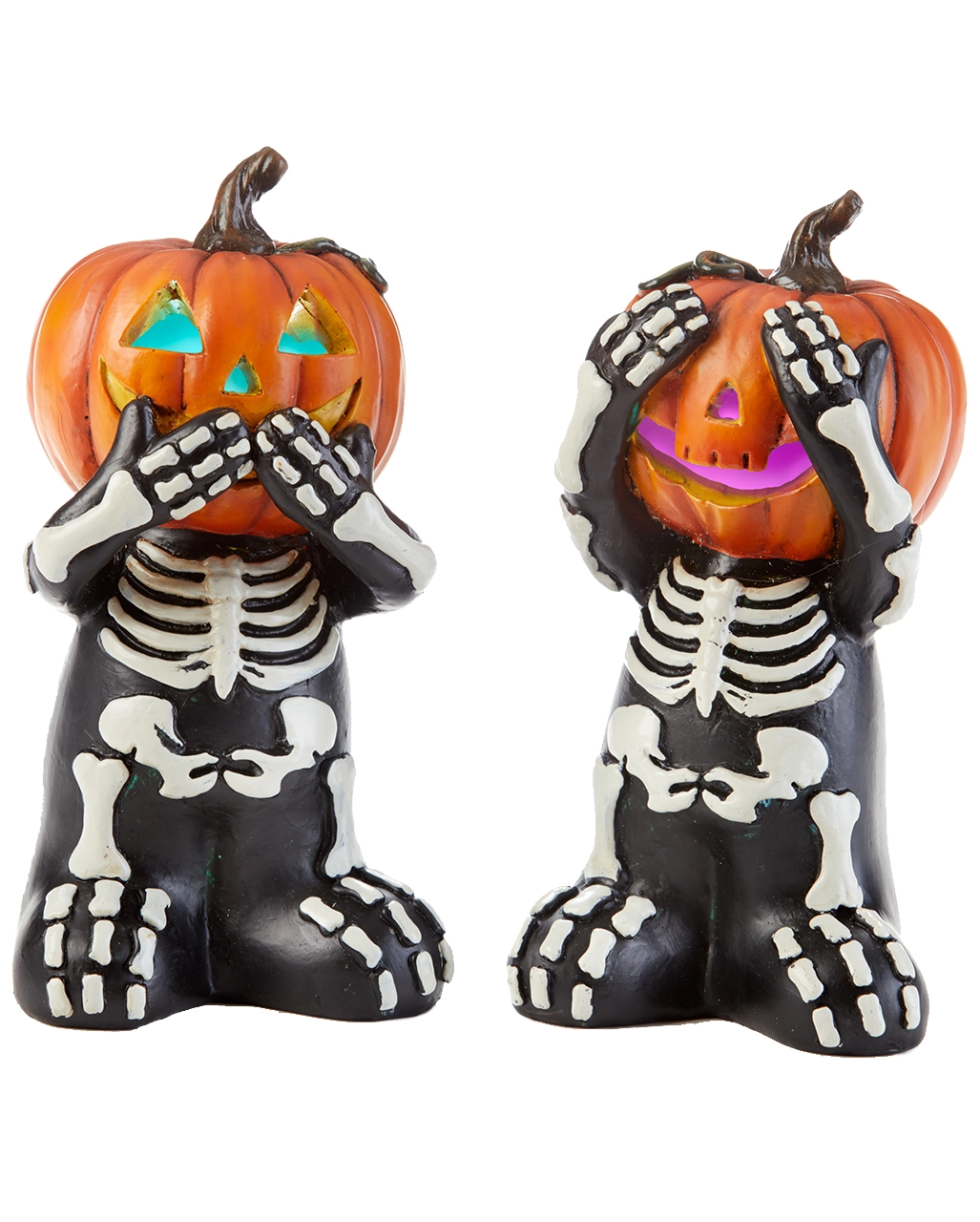 Kürbis Skelett Mit LED Licht 15cm 1 St. 3 Kürbis Skelett Mit LED Licht 15cm 1 St.