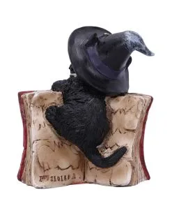 Schwarzes Hexenkätzchen Mit Rotem Zauberbuch 8,2cm 11 Schwarzes Hexenkätzchen Mit Rotem Zauberbuch 8,2cm -Halloween Totenköpfe Verkäufe schwarze hexenkatze mit rotem zauberbuch black witchs cat familiar with red grimoire gothic deko und figuren 52417 4