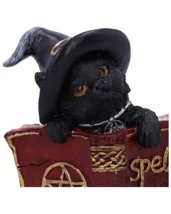 Schwarzes Hexenkätzchen Mit Rotem Zauberbuch 8,2cm 12 Schwarzes Hexenkätzchen Mit Rotem Zauberbuch 8,2cm -Halloween Totenköpfe Verkäufe schwarze hexenkatze mit rotem zauberbuch black witchs cat familiar with red grimoire gothic deko und figuren 52417 5