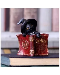 Schwarzes Hexenkätzchen Mit Rotem Zauberbuch 8,2cm 13 Schwarzes Hexenkätzchen Mit Rotem Zauberbuch 8,2cm -Halloween Totenköpfe Verkäufe schwarze hexenkatze mit rotem zauberbuch black witchs cat familiar with red grimoire gothic deko und figuren 52417 6