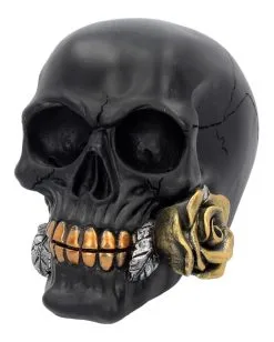 Schwarzer Totenschädel Mit Goldener Rose 15cm 9 Schwarzer Totenschädel Mit Goldener Rose 15cm -Halloween Totenköpfe Verkäufe schwarzer totenkopf mit goldener rose black skull with golden rose gothic deko gothic totenkopf 54621 02