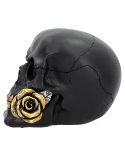 Schwarzer Totenschädel Mit Goldener Rose 15cm 10 Schwarzer Totenschädel Mit Goldener Rose 15cm -Halloween Totenköpfe Verkäufe schwarzer totenkopf mit goldener rose black skull with golden rose gothic deko gothic totenkopf 54621 03