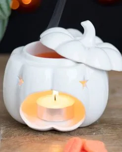 Weiße Halloween Kürbis Duftlampe 10 Weiße Halloween Kürbis Duftlampe -Halloween Totenköpfe Verkäufe weisse jack o lantern kuerbis duftlampe white jack o lantern pumpkin oil burner halloween tischdeko 53767 04
