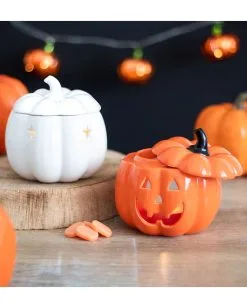 Weiße Halloween Kürbis Duftlampe 11 Weiße Halloween Kürbis Duftlampe -Halloween Totenköpfe Verkäufe weisse jack o lantern kuerbis duftlampe white jack o lantern pumpkin oil burner halloween tischdeko 53767 05